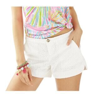LILLY PULITZER Adie Short - Pop the Bubbly Eyelet 4" White Size 2